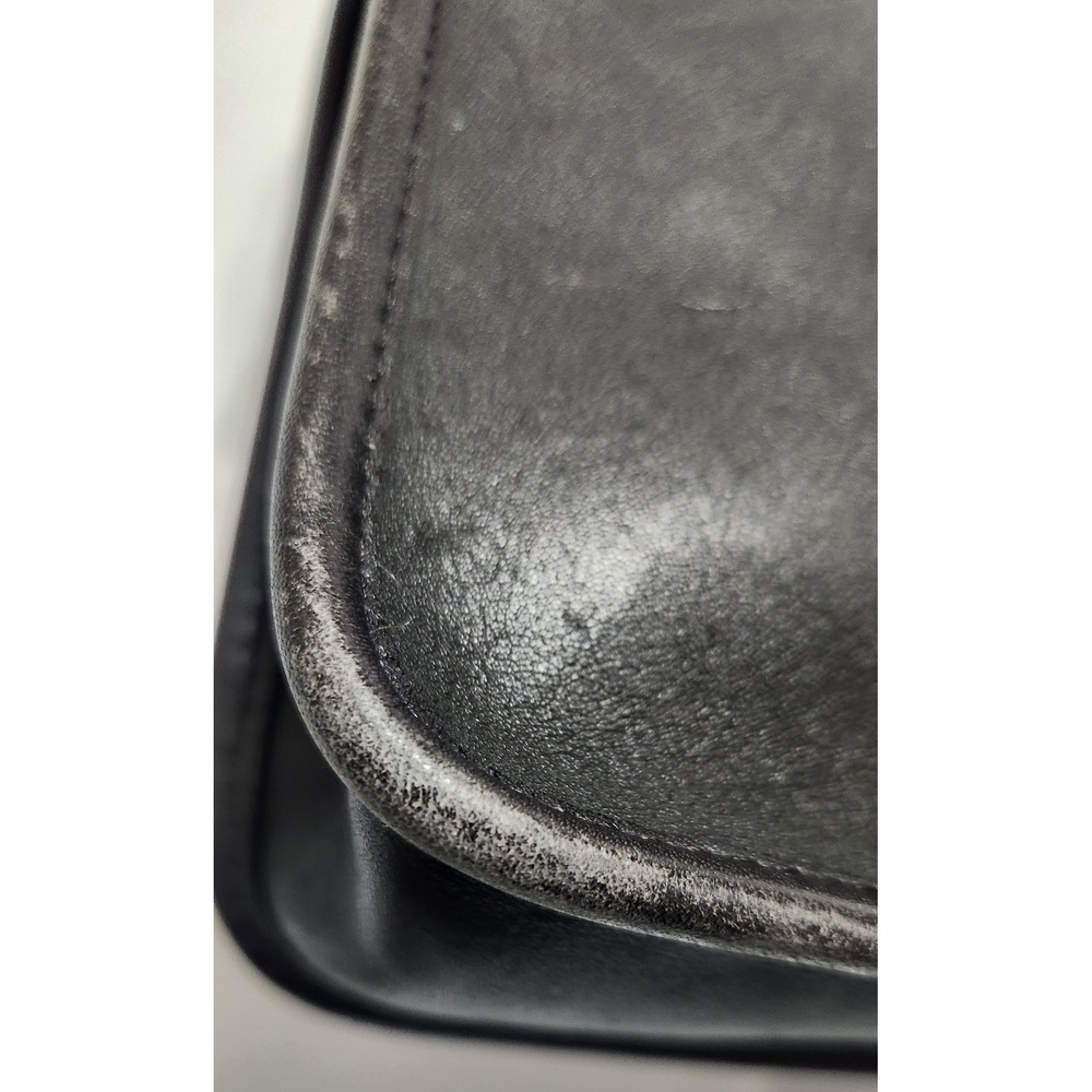 Vintage Coach Basic‎ bag Black Leather Crossbody Bag Zip Shoulder Brass Hardware - Picture 5 of 11